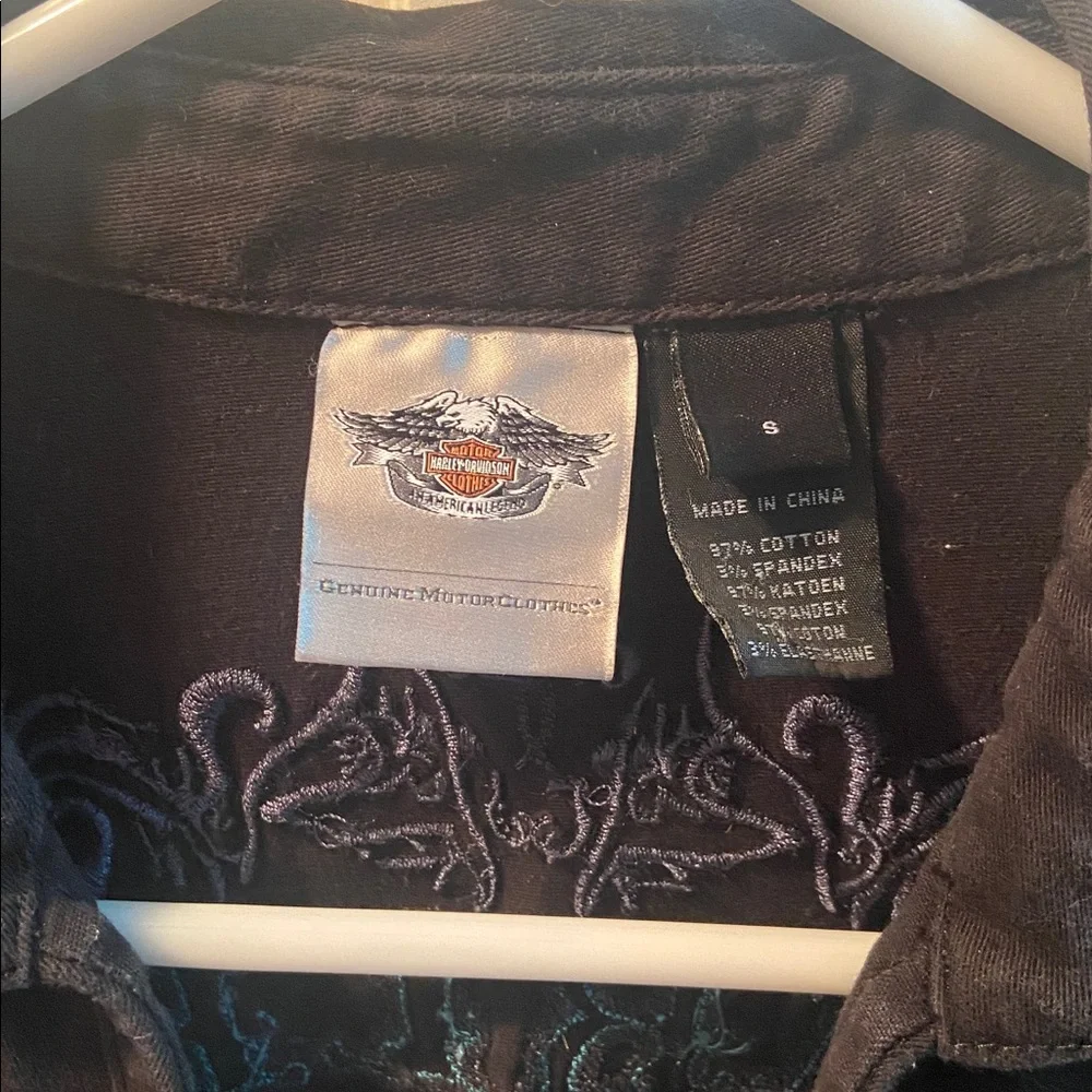 Harley-Davidson Black Embroidered Collar Shirt - Picture 2 of 6